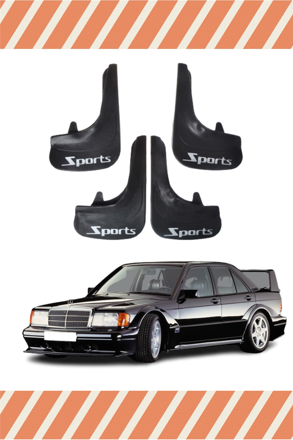 Mercedes 190 E Sports Yazılı 4'Lü Tozluk Çamurluk Paçalık   