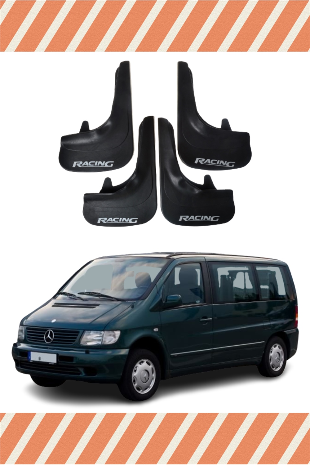 Mercedes Vito Racing Yazılı 4'Lü Tozluk Çamurluk Paçalık   