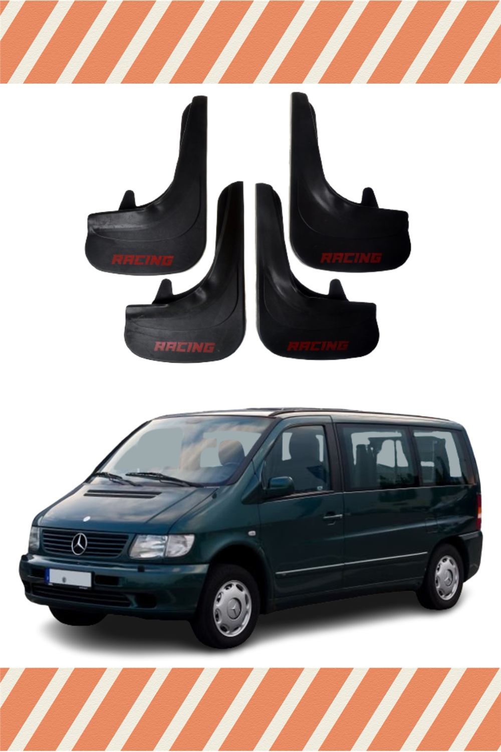 Mercedes Vito Racing Yazılı 4'Lü Tozluk Çamurluk Paçalık   