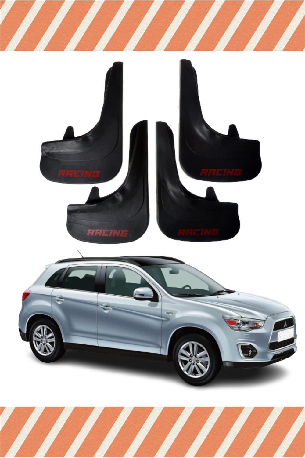 Mitsubishi Asx Racing Yazılı 4'Lü Tozluk Çamurluk Paçalık   