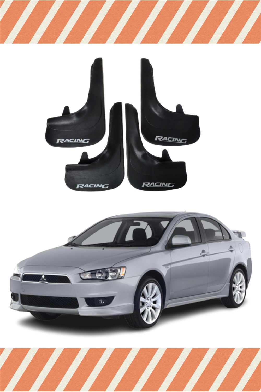 Mitsubishi Lancer Racing Yazılı 4'Lü Tozluk Çamurluk Paçalık   