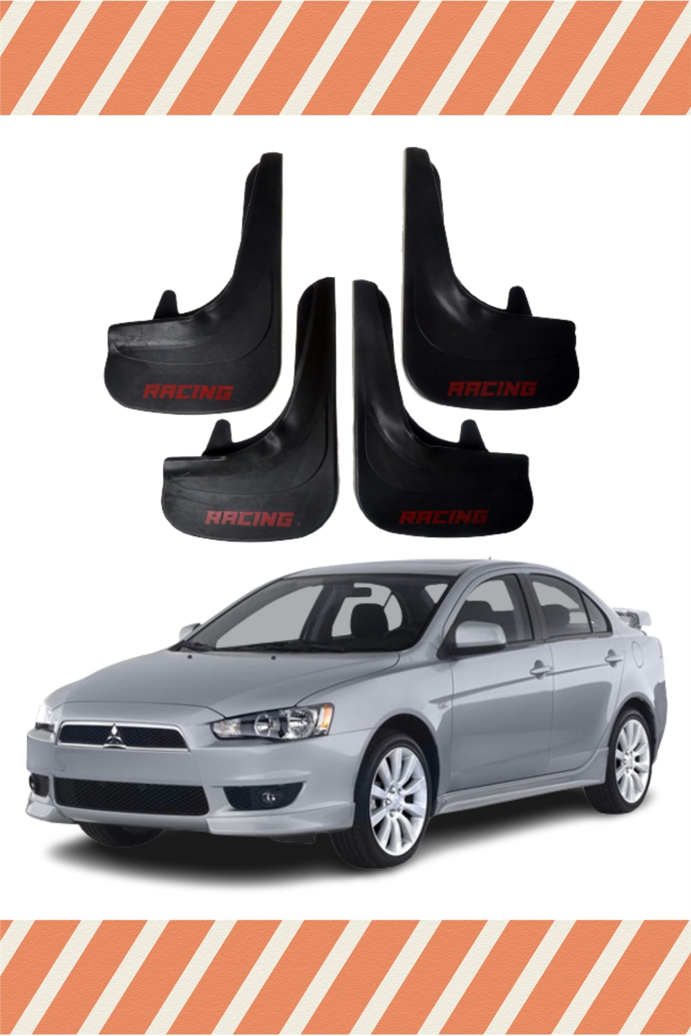 Mitsubishi Lancer Racing Yazılı 4'Lü Tozluk Çamurluk Paçalık   