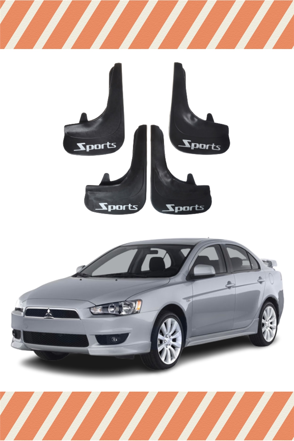 Mitsubishi Lancer Sports Yazılı 4'Lü Tozluk Çamurluk Paçalık  