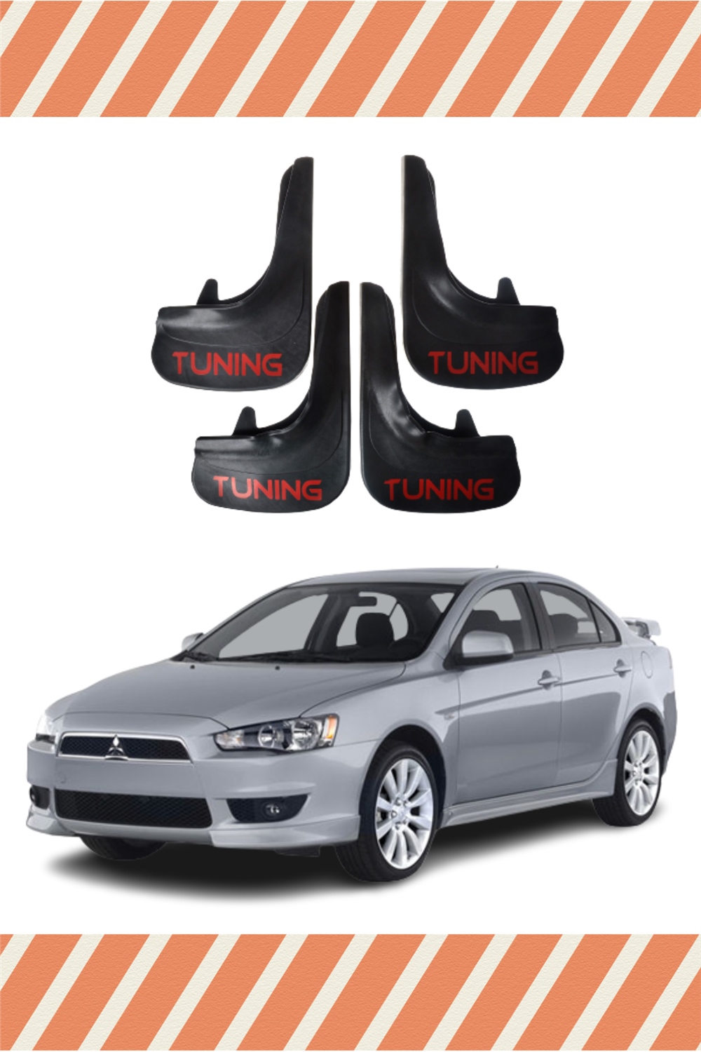 Mitsubishi Lancer Tunıng Yazılı 4'Lü Tozluk Çamurluk Paçalık  