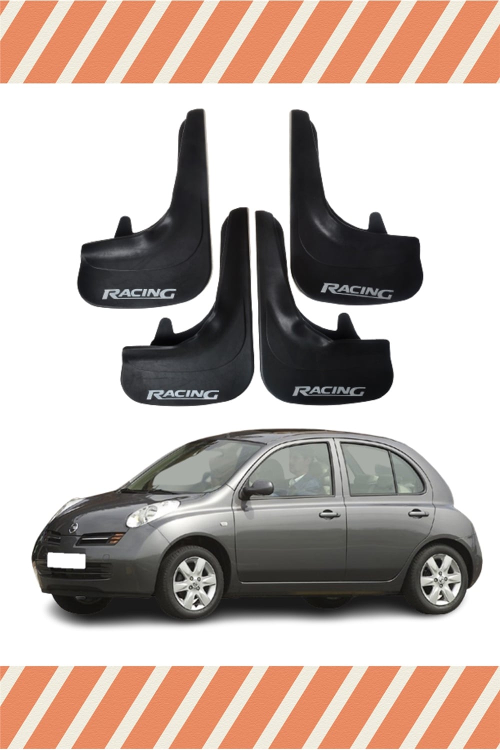 Nissan Micra Racing Yazılı 4'Lü Tozluk Çamurluk Paçalık   