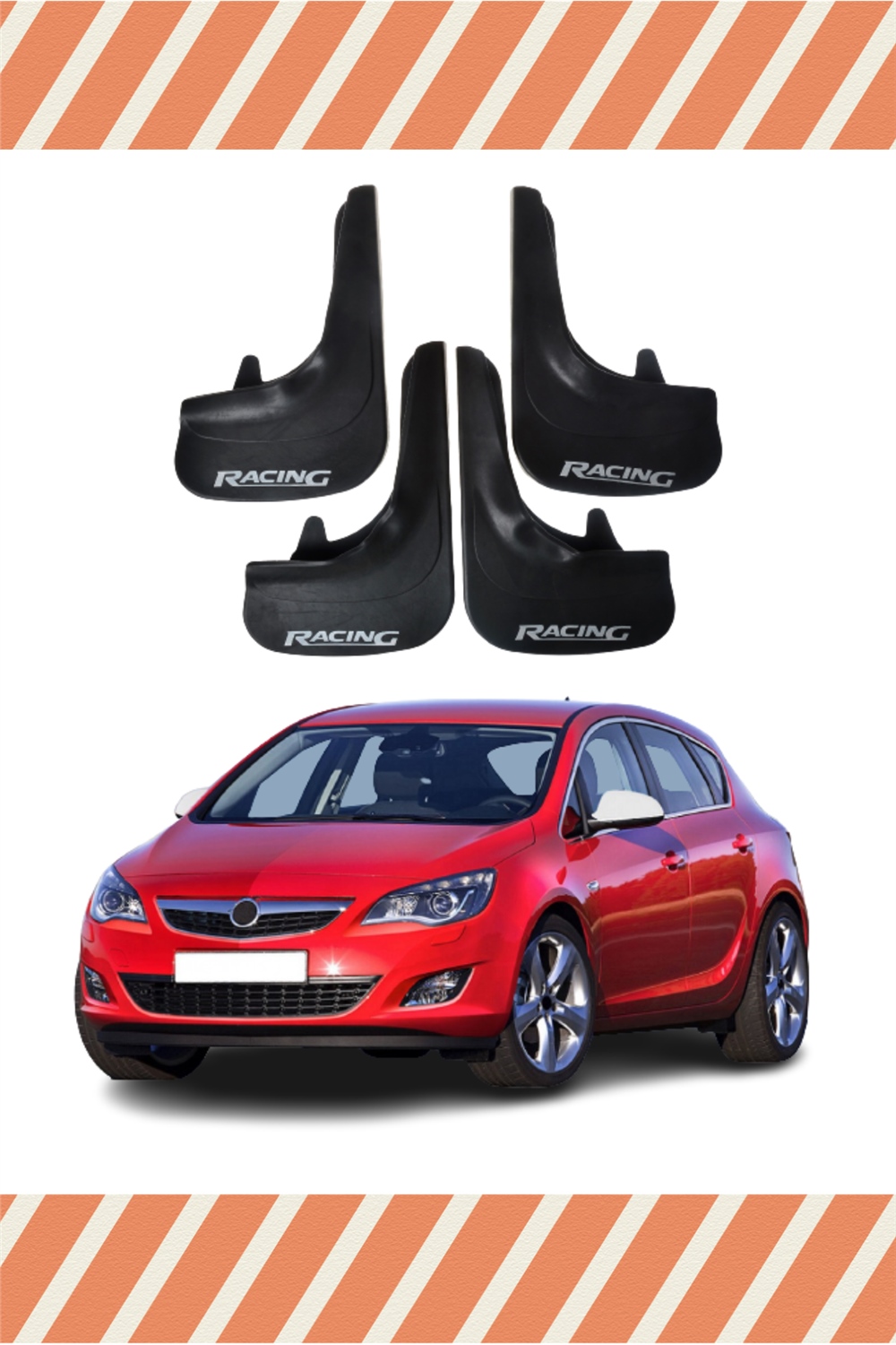 Opel Astra J Tüm Kasalar Racing Yazılı 4'Lü Tozluk Çamurluk Paçalık 
