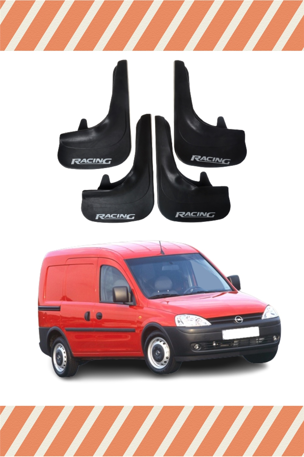 Opel Combo 2001-2012 Racing Yazılı 4'Lü Tozluk Çamurluk Paçalık 