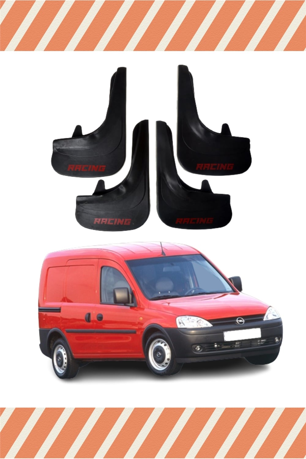 Opel Combo 2001-2012 Racing Yazılı 4'Lü Tozluk Çamurluk Paçalık 
