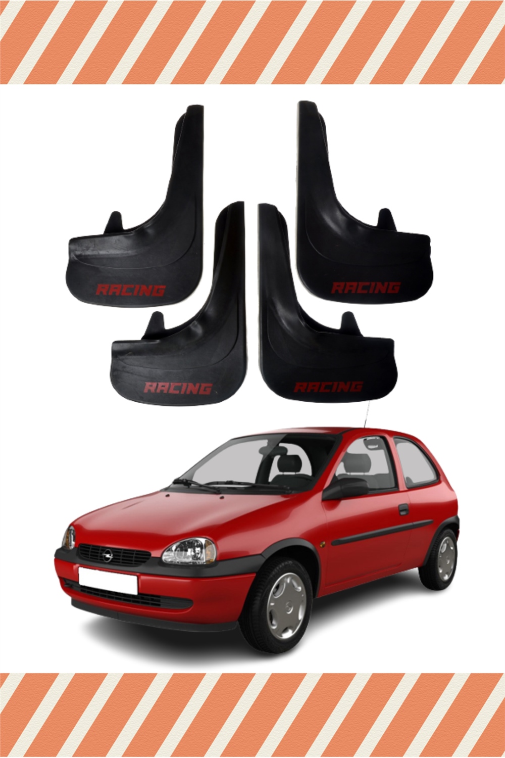 Opel Corsa B 1993-2000 Racing Yazılı 4'Lü Tozluk Çamurluk Paçalık 