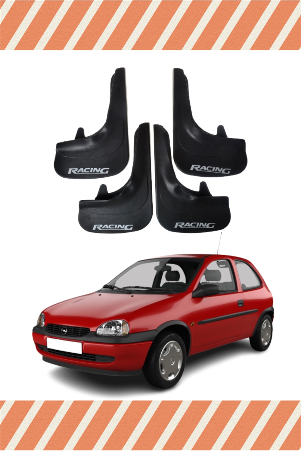 Opel Corsa B 1993-2000 Racing Yazılı 4'Lü Tozluk Çamurluk Paçalık 