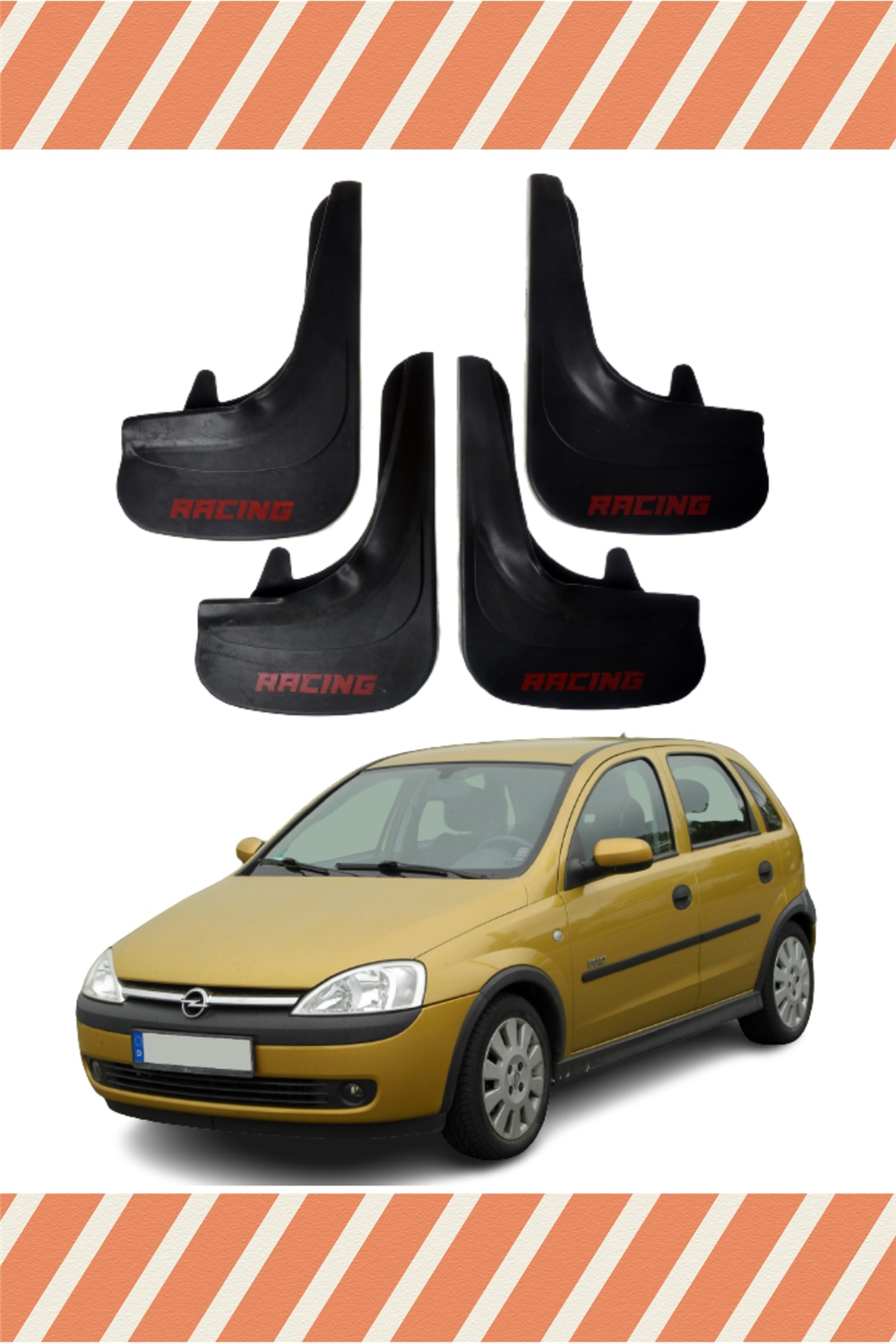 Opel Corsa C 2000-2006 Racing Yazılı 4'Lü Tozluk Çamurluk Paçalık 