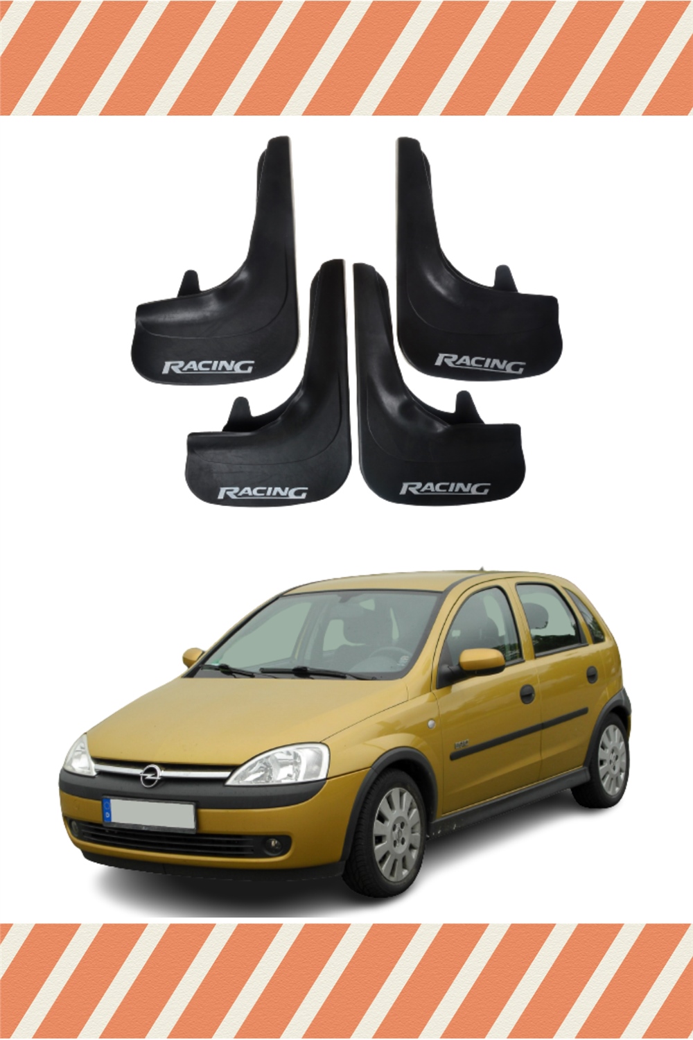 Opel Corsa C 2000-2006 Racing Yazılı 4'Lü Tozluk Çamurluk Paçalık 