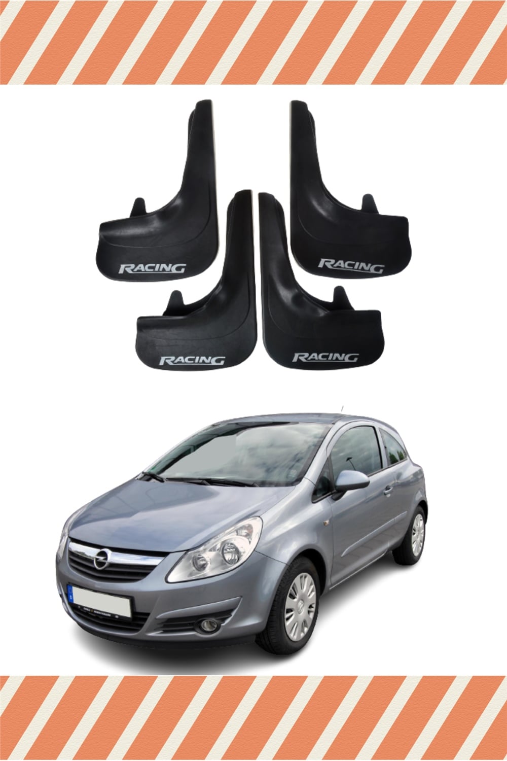 Opel Corsa D-E 2007-2014 Racing Yazılı 4'Lü Tozluk Çamurluk Paçalık 