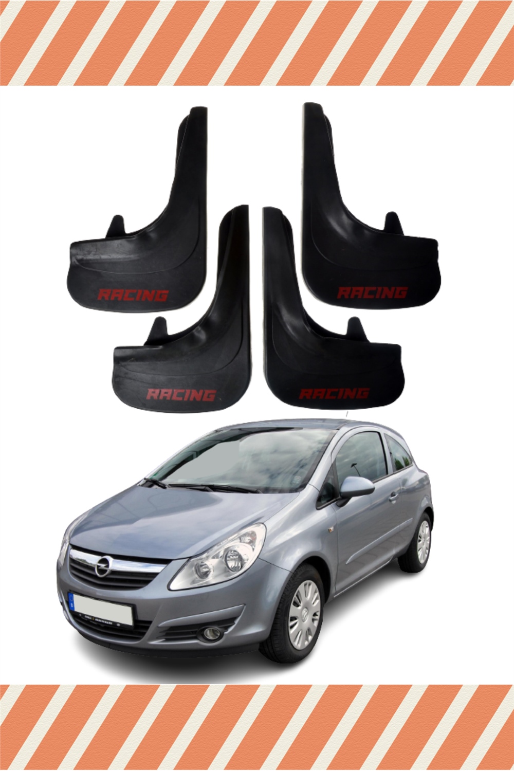Opel Corsa D-E 2007-2014 Racing Yazılı 4'Lü Tozluk Çamurluk Paçalık 