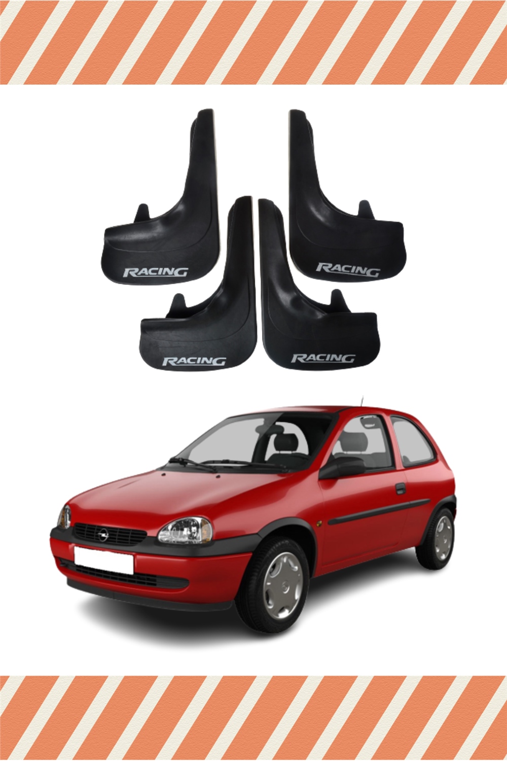 Opel Corsa Racing Yazılı 4'Lü Tozluk Çamurluk Paçalık 