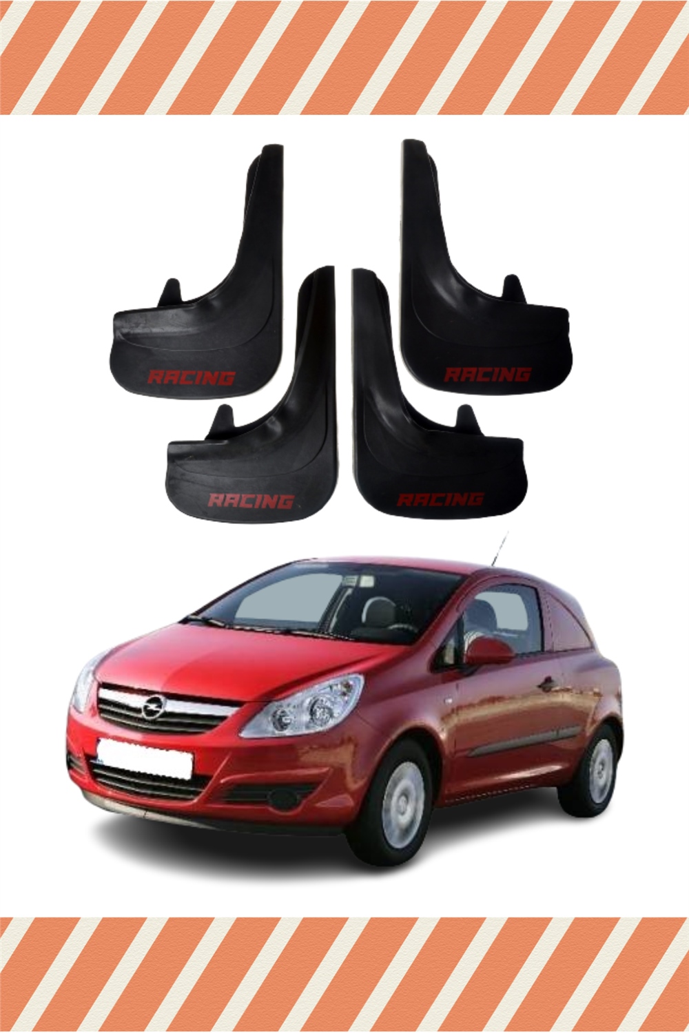 Opel Corsa Van 2007-2014 Racing Yazılı 4'Lü Tozluk Çamurluk Paçalık 