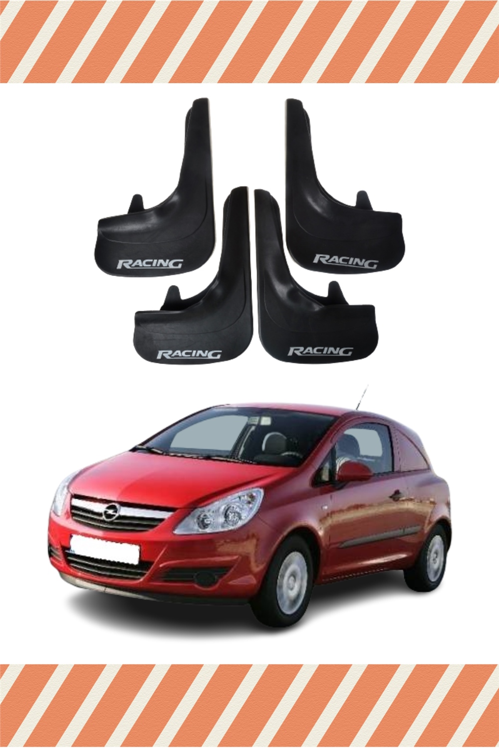 Opel Corsa Van 2007-2014 Racing Yazılı 4'Lü Tozluk Çamurluk Paçalık 