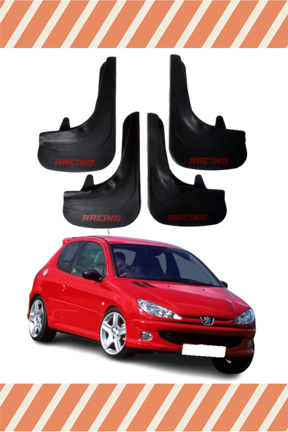 Peugeot 206 Hb Peugeot 106 Racing Yazılı 4'Lü Tozluk Çamurluk Paçalık