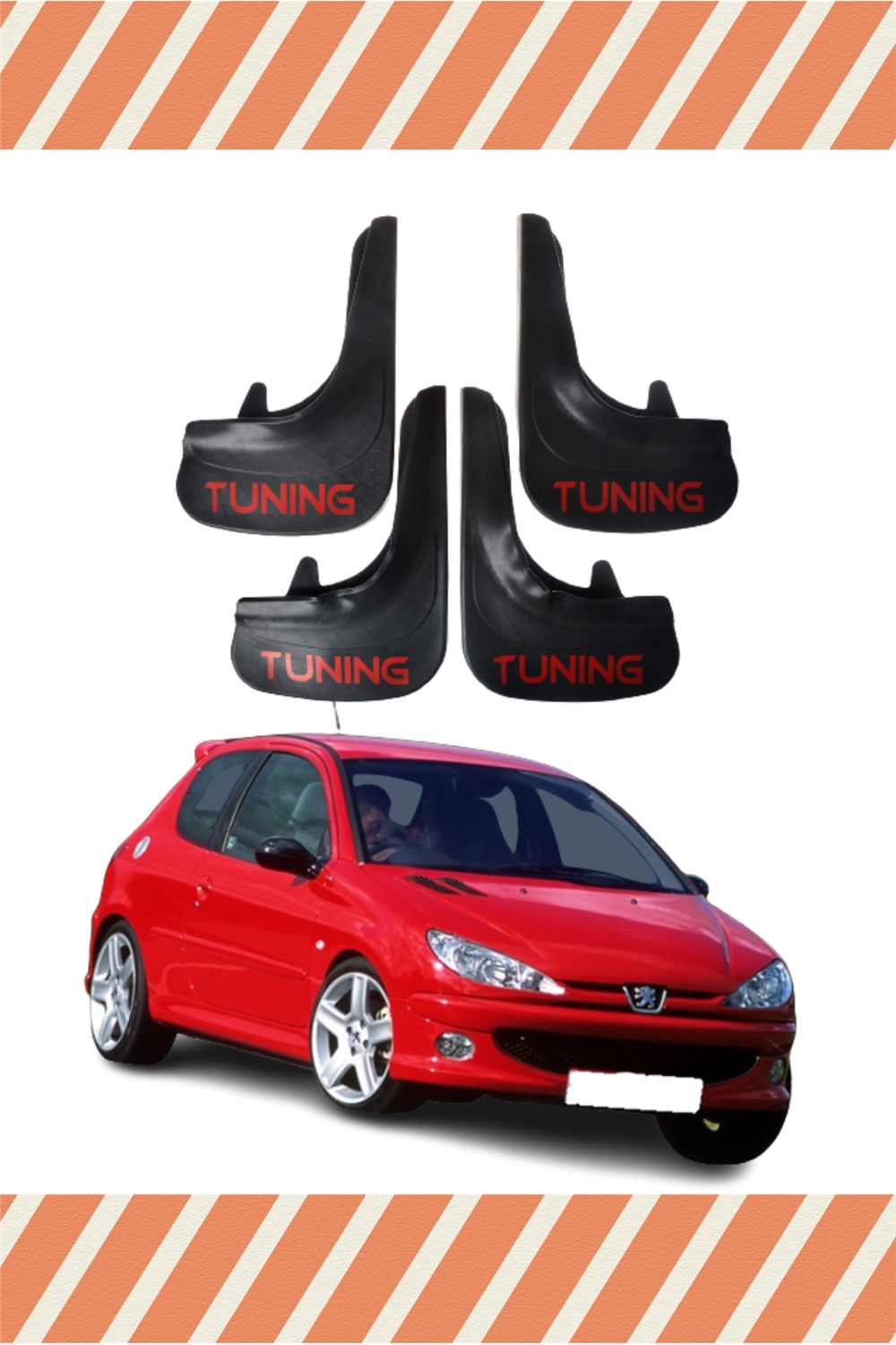 Peugeot 206 Hb Tunıng Yazılı 4'Lü Tozluk Çamurluk Paçalık 