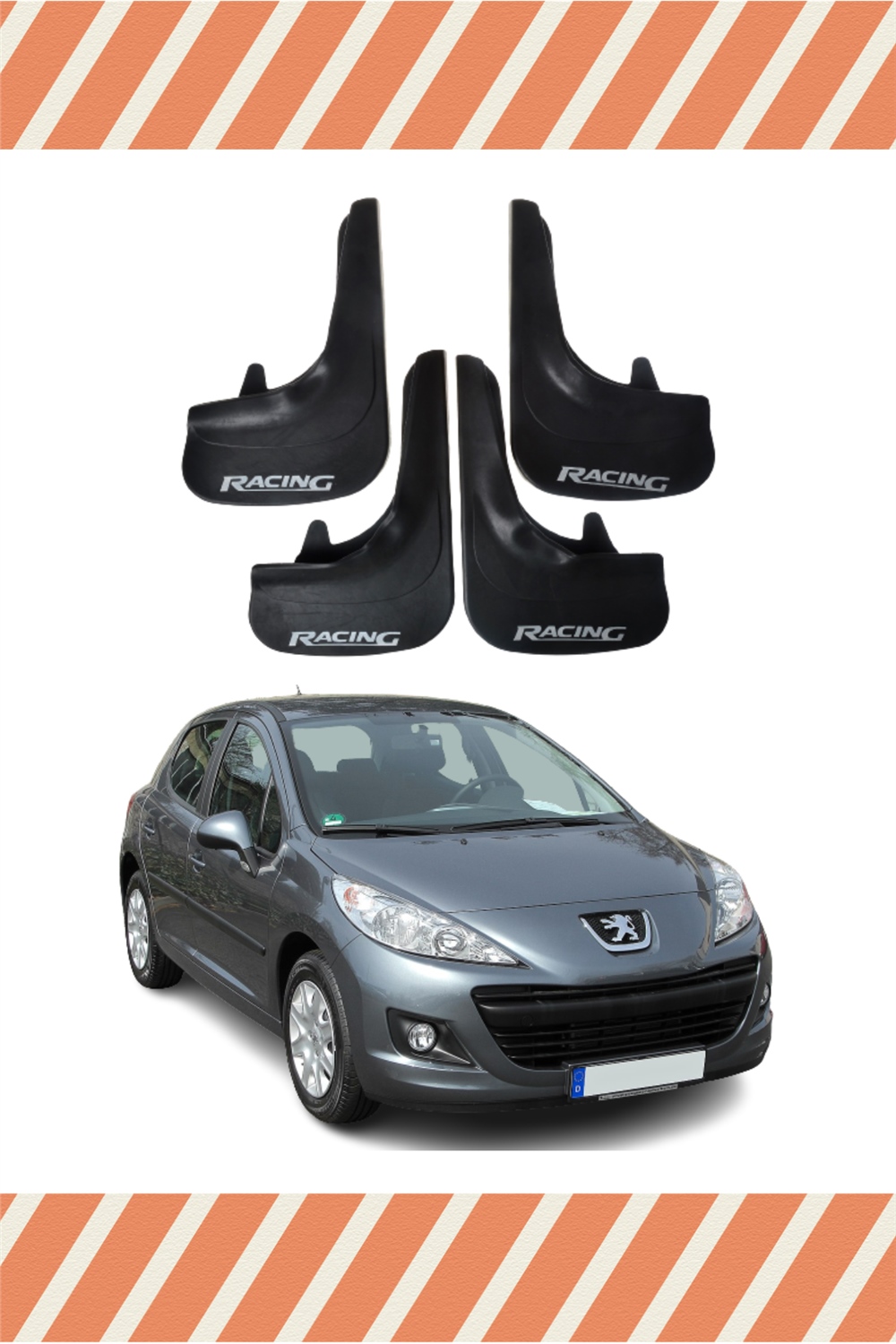 Peugeot 207 Racing Yazılı 4'Lü Tozluk Çamurluk Paçalık 