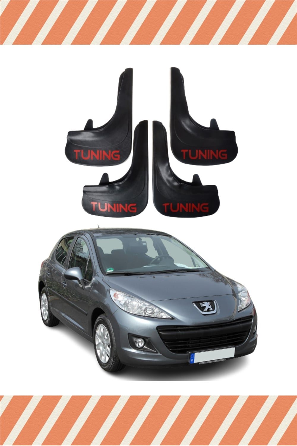 Peugeot 207 Tunıng Yazılı 4'Lü Tozluk Çamurluk Paçalık 
