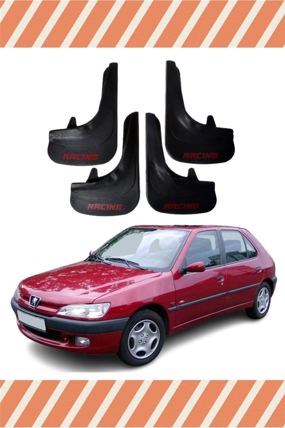 Peugeot 306 Hb Tüm Kasalar Racing Yazılı 4'Lü Tozluk Çamurluk Paçalık 