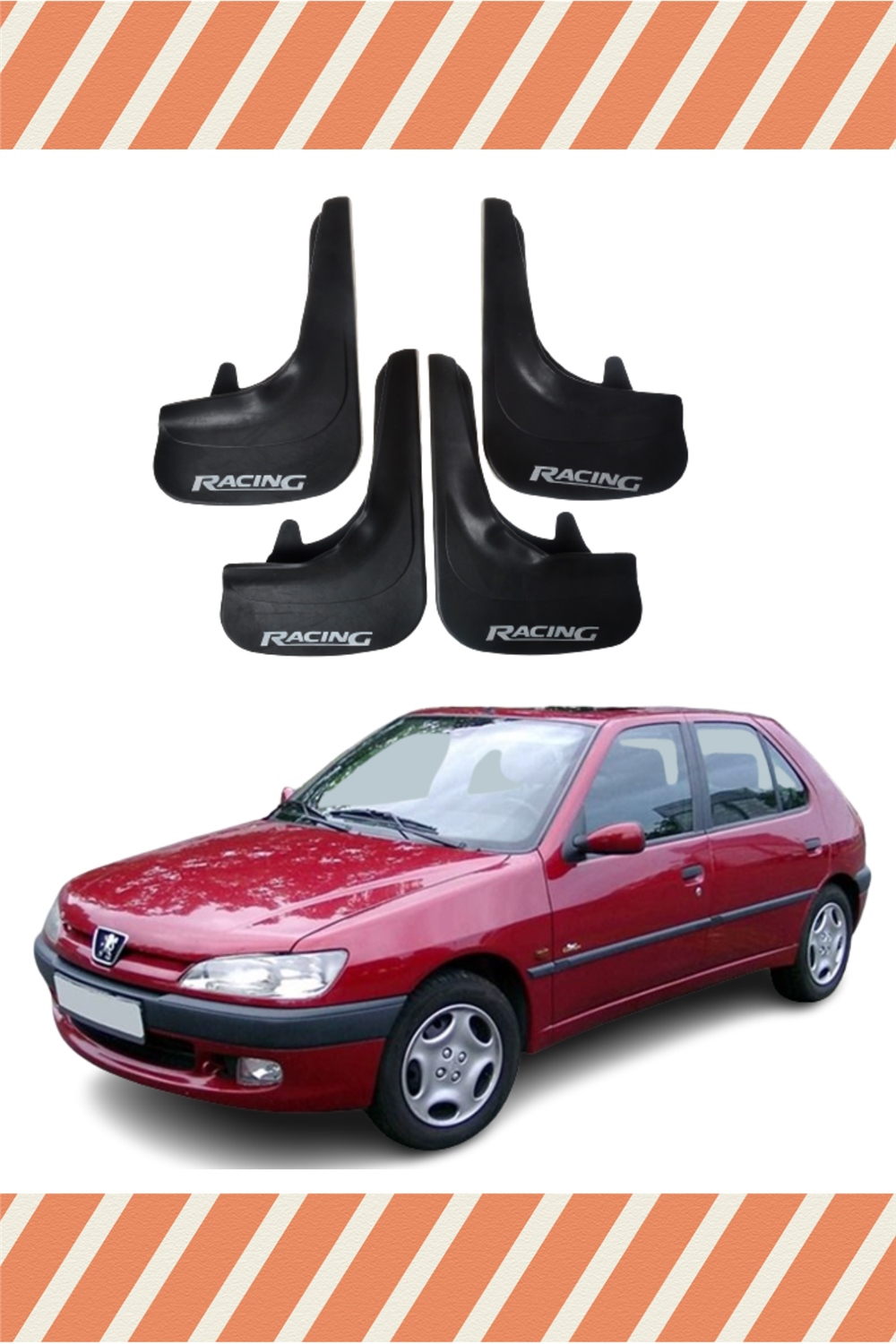 Peugeot 306 Hb Tüm Kasalar Racing Yazılı 4'Lü Tozluk Çamurluk Paçalık 