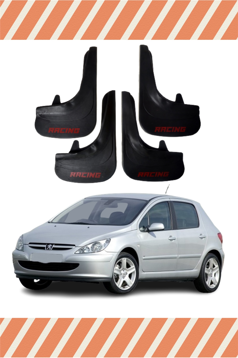 Peugeot 307 Racing Yazılı 4'Lü Tozluk Çamurluk Paçalık 