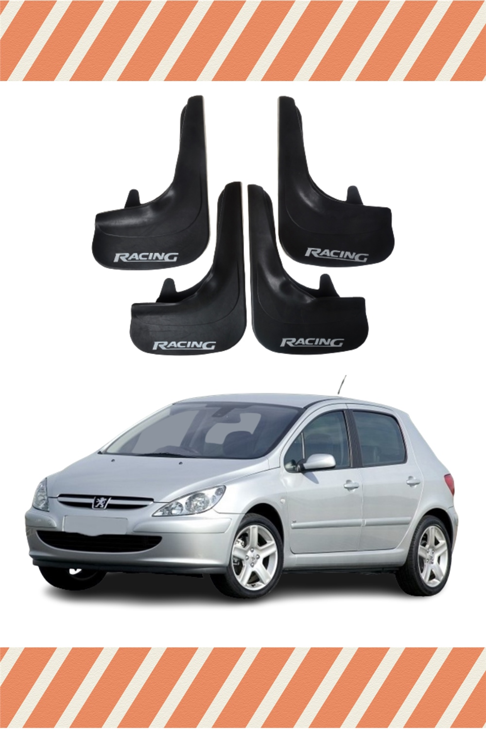 Peugeot 307 Racing Yazılı 4'Lü Tozluk Çamurluk Paçalık 