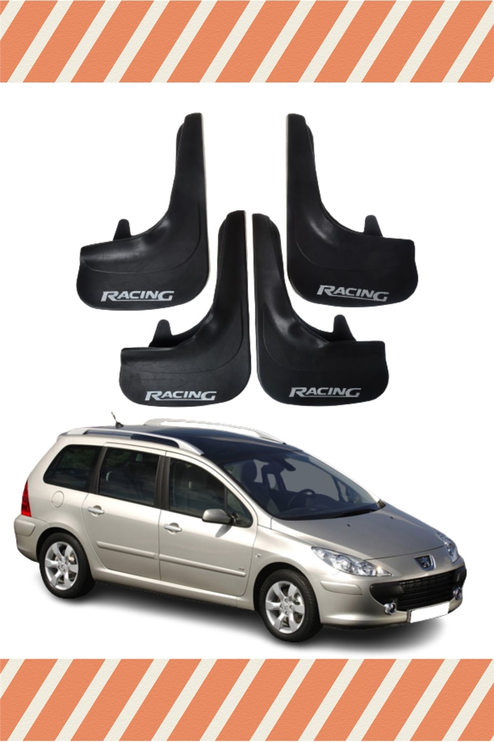 Peugeot 307 Stw Tüm Kasalar Racing Yazılı 4'Lü Tozluk Çamurluk Paçalık 