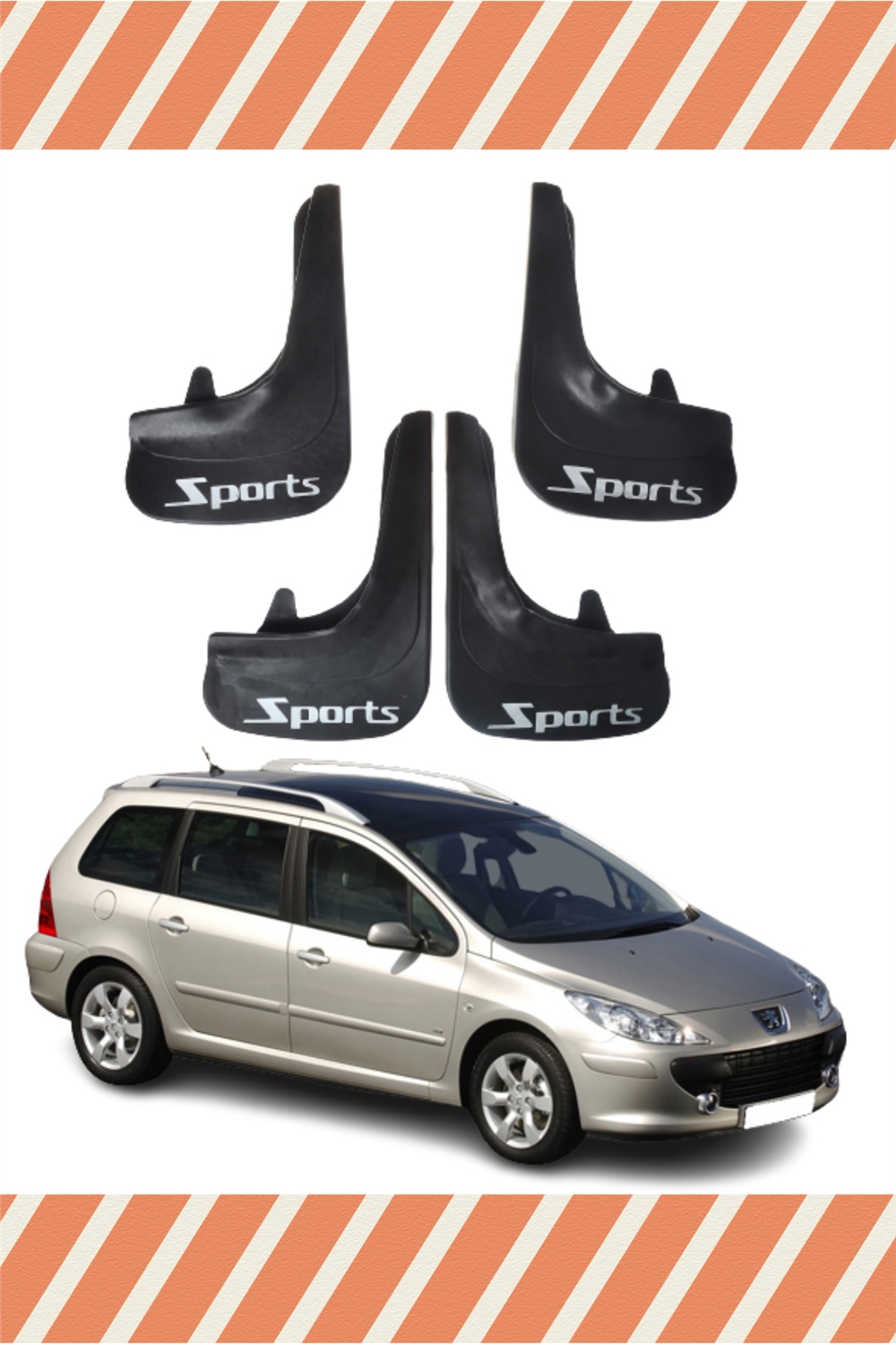 Peugeot 307 Stw Tüm Kasalar Sports Yazılı 4'Lü Tozluk Çamurluk Paçalık 