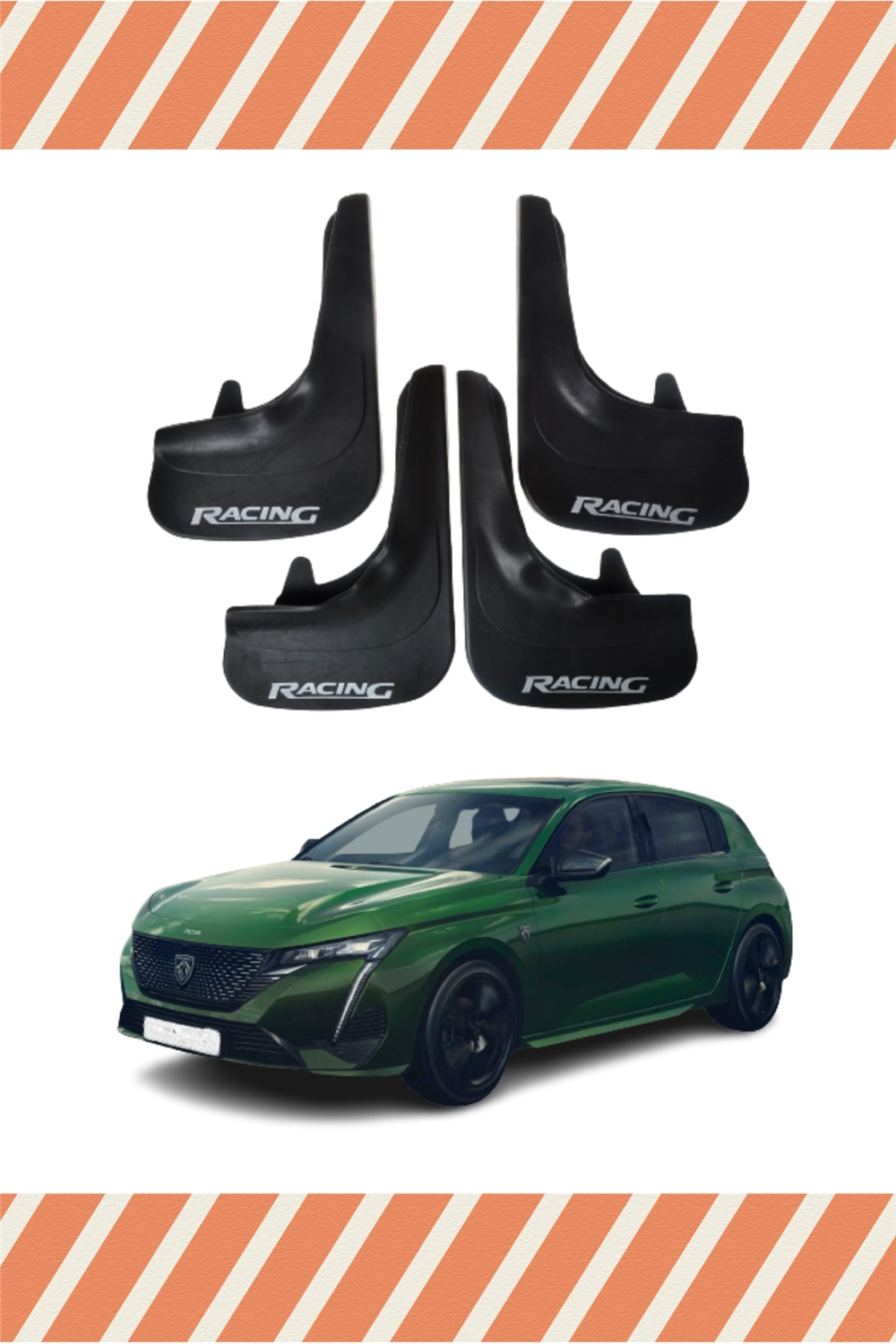 Peugeot 308 Racing Yazılı 4'Lü Tozluk Çamurluk Paçalık 