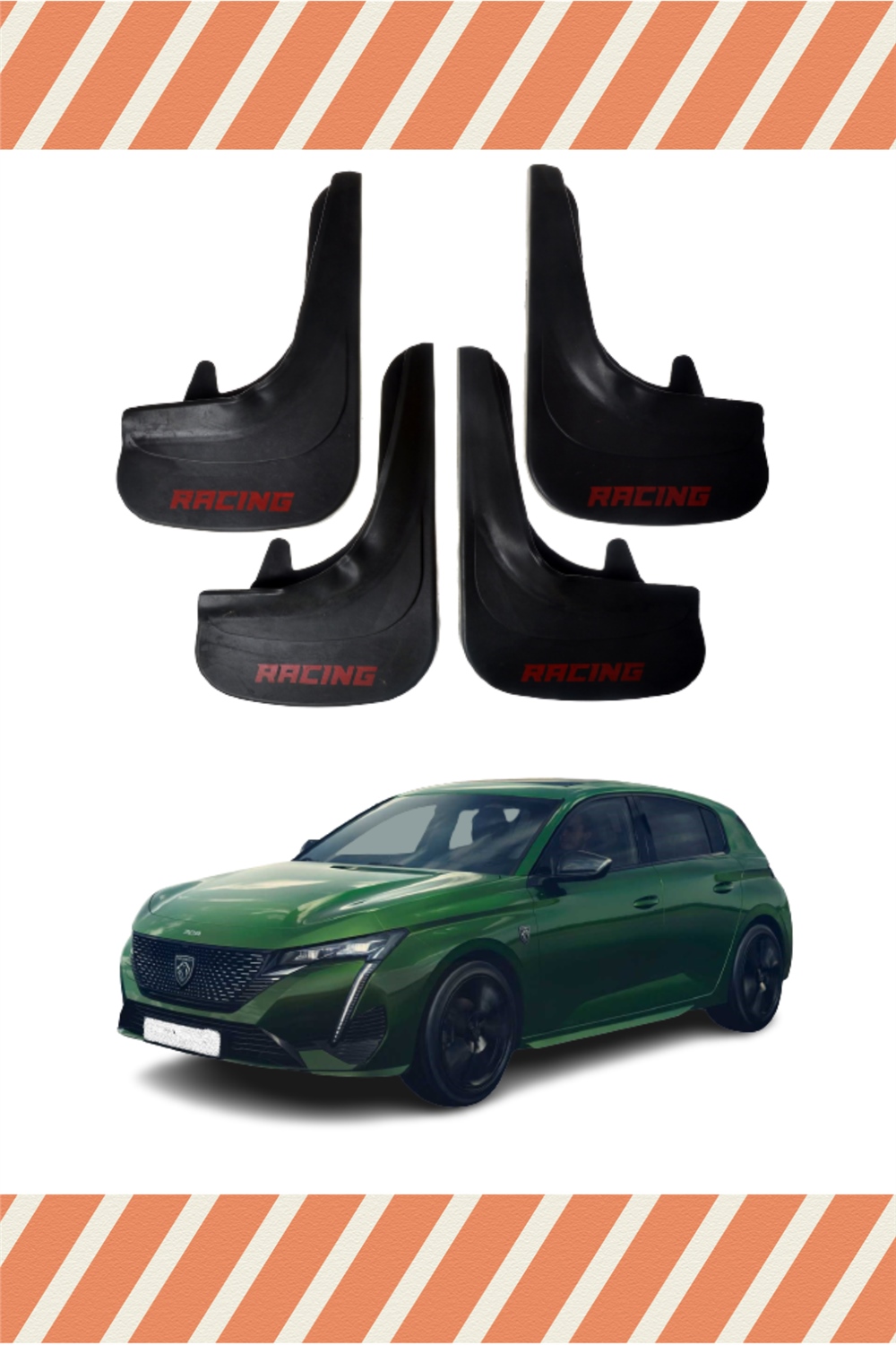 Peugeot 308 Racing Yazılı 4'Lü Tozluk Çamurluk Paçalık 
