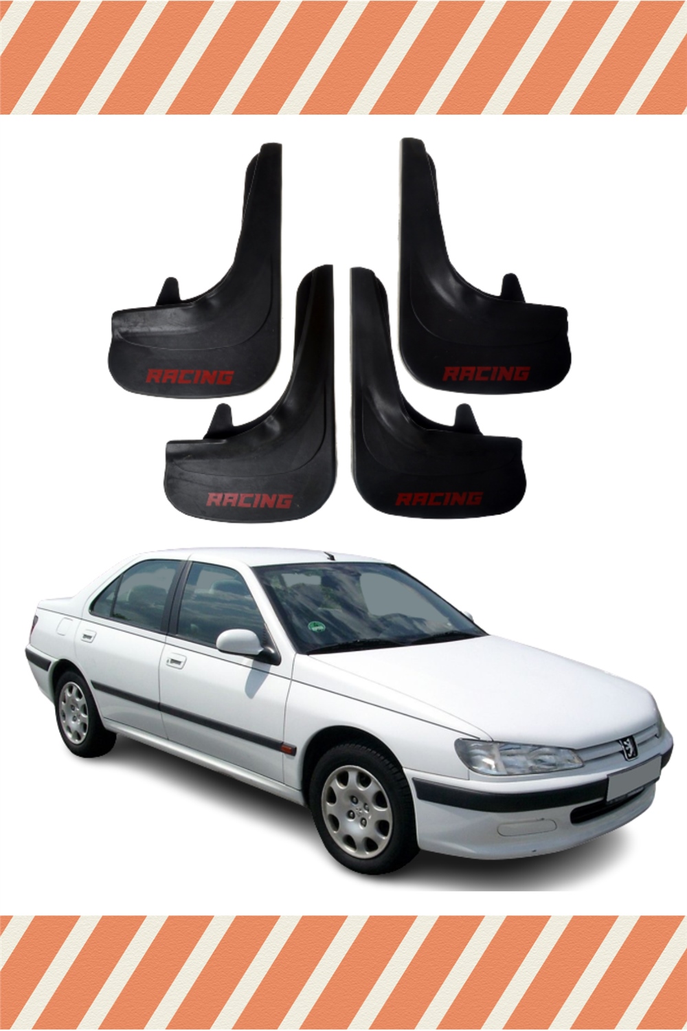 Peugeot 406 Racing Yazılı 4'Lü Tozluk Çamurluk Paçalık 