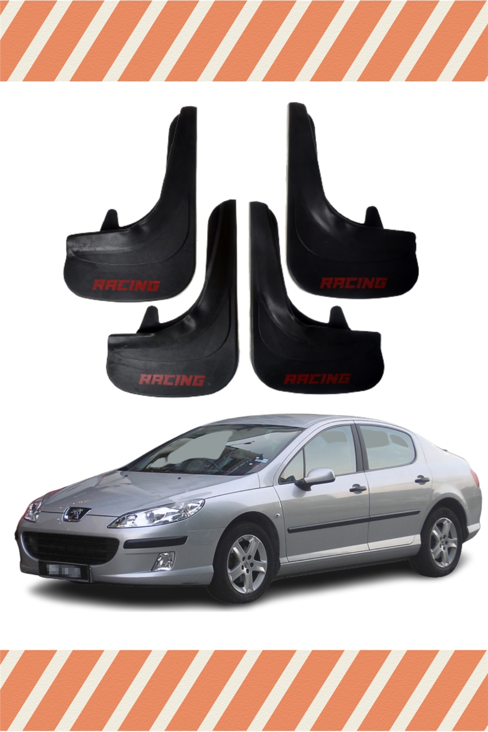 Peugeot 407 Racing Yazılı 4'Lü Tozluk Çamurluk Paçalık 