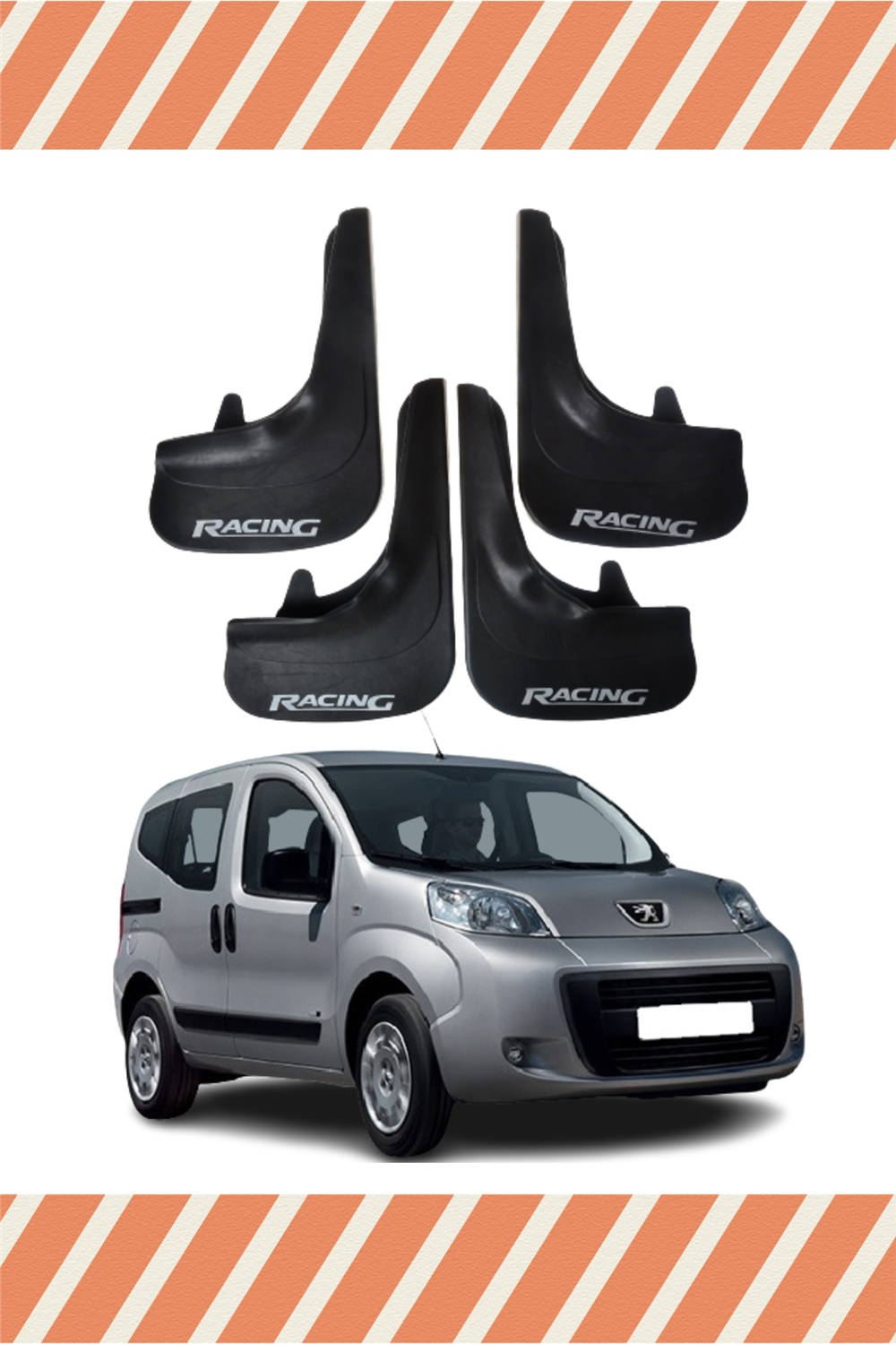 Peugeot Bipper Tepee Racing Yazılı 4'Lü Tozluk Çamurluk Paçalık 