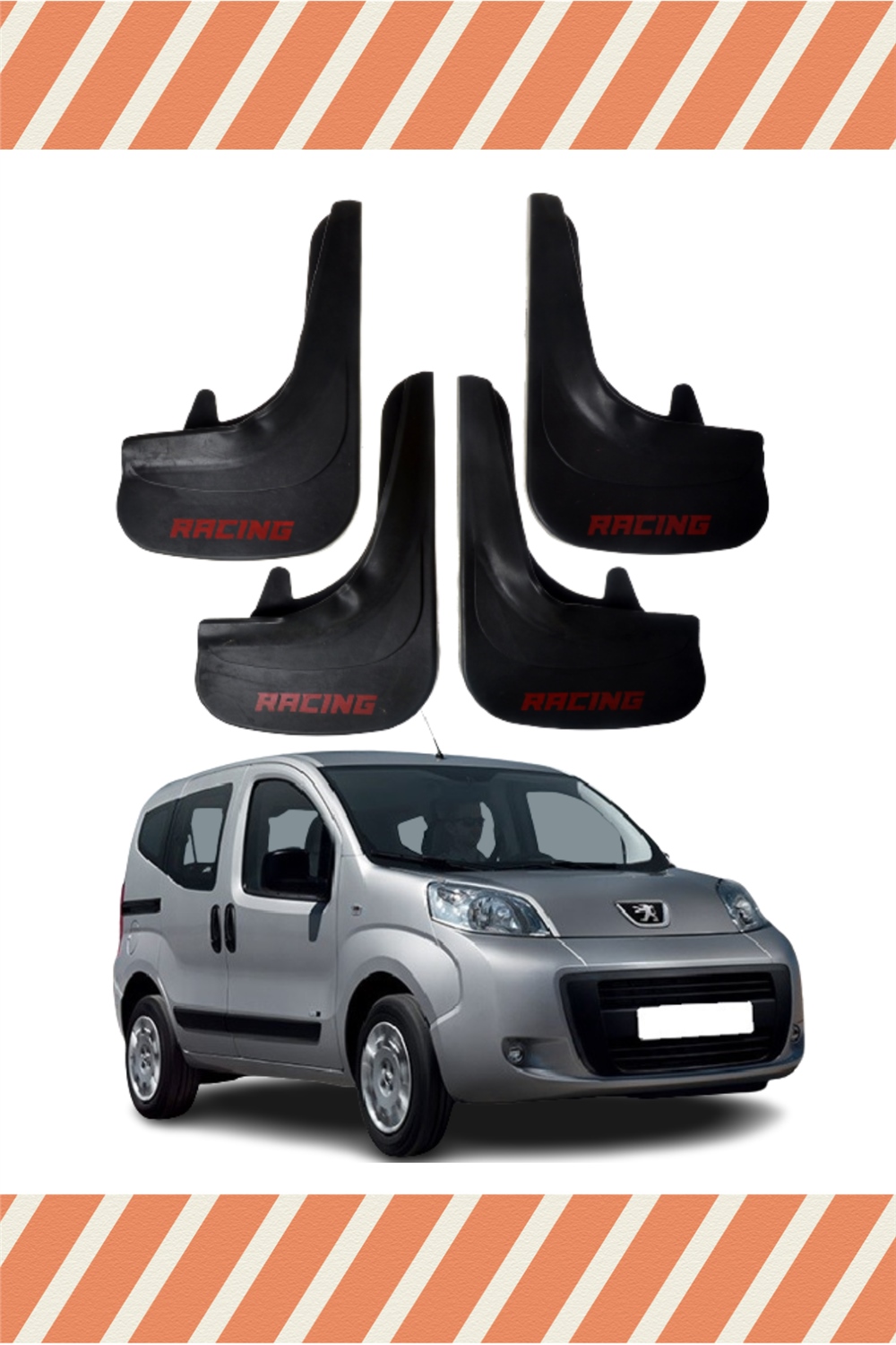 Peugeot Bipper Tepee Racing Yazılı 4'Lü Tozluk Çamurluk Paçalık 