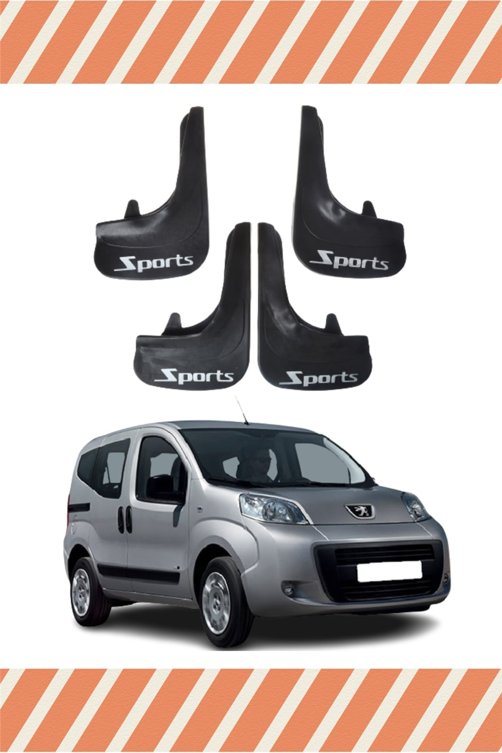 Peugeot Bipper Tepee Sports Yazılı 4'Lü Tozluk Çamurluk Paçalık 