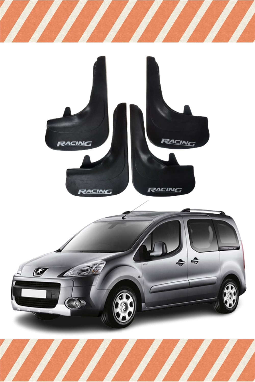 Peugeot Partner Racing Yazılı 4'Lü Tozluk Çamurluk Paçalık 