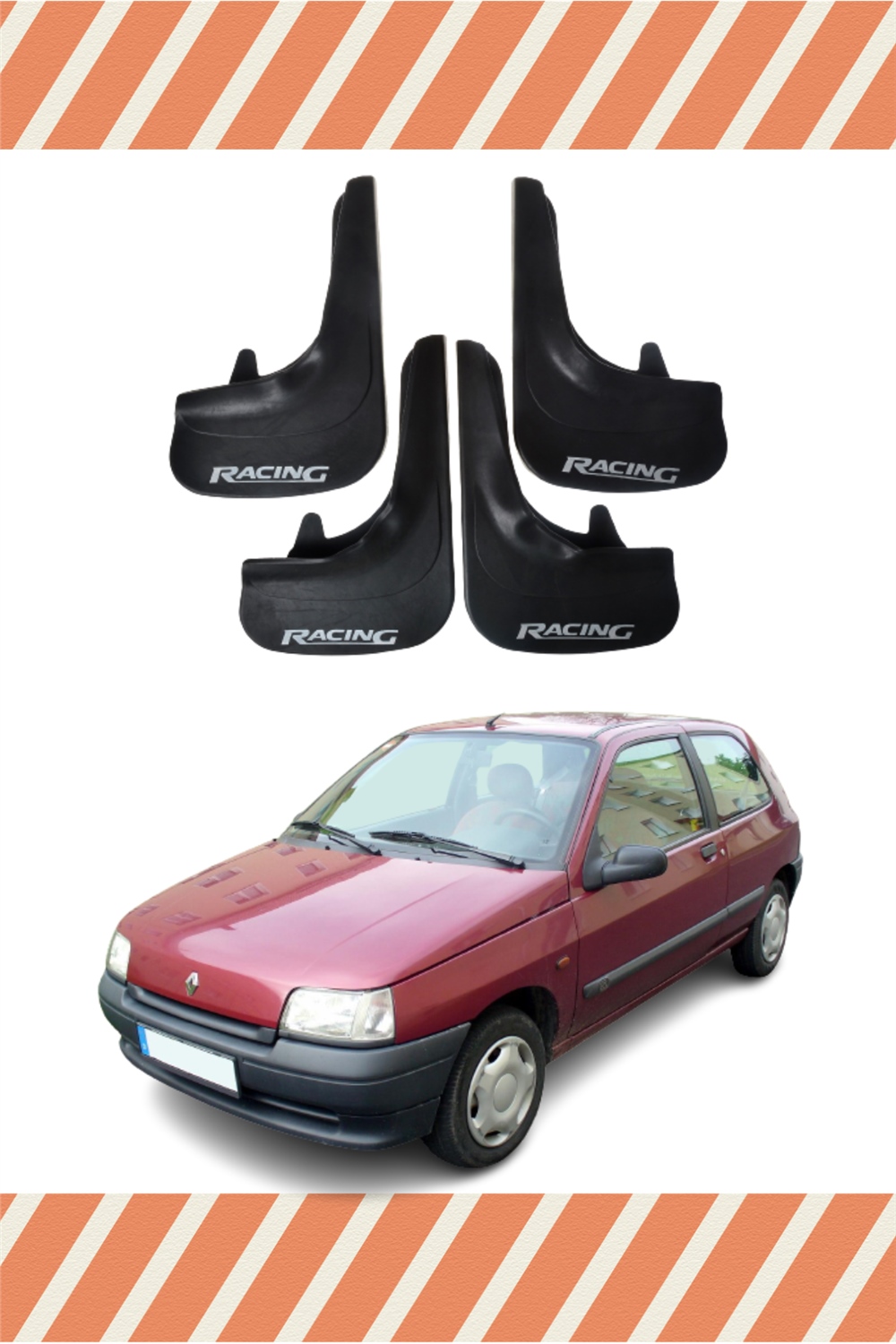 Renault Clio 1 Racing Yazılı 4'Lü Tozluk Çamurluk Paçalık 