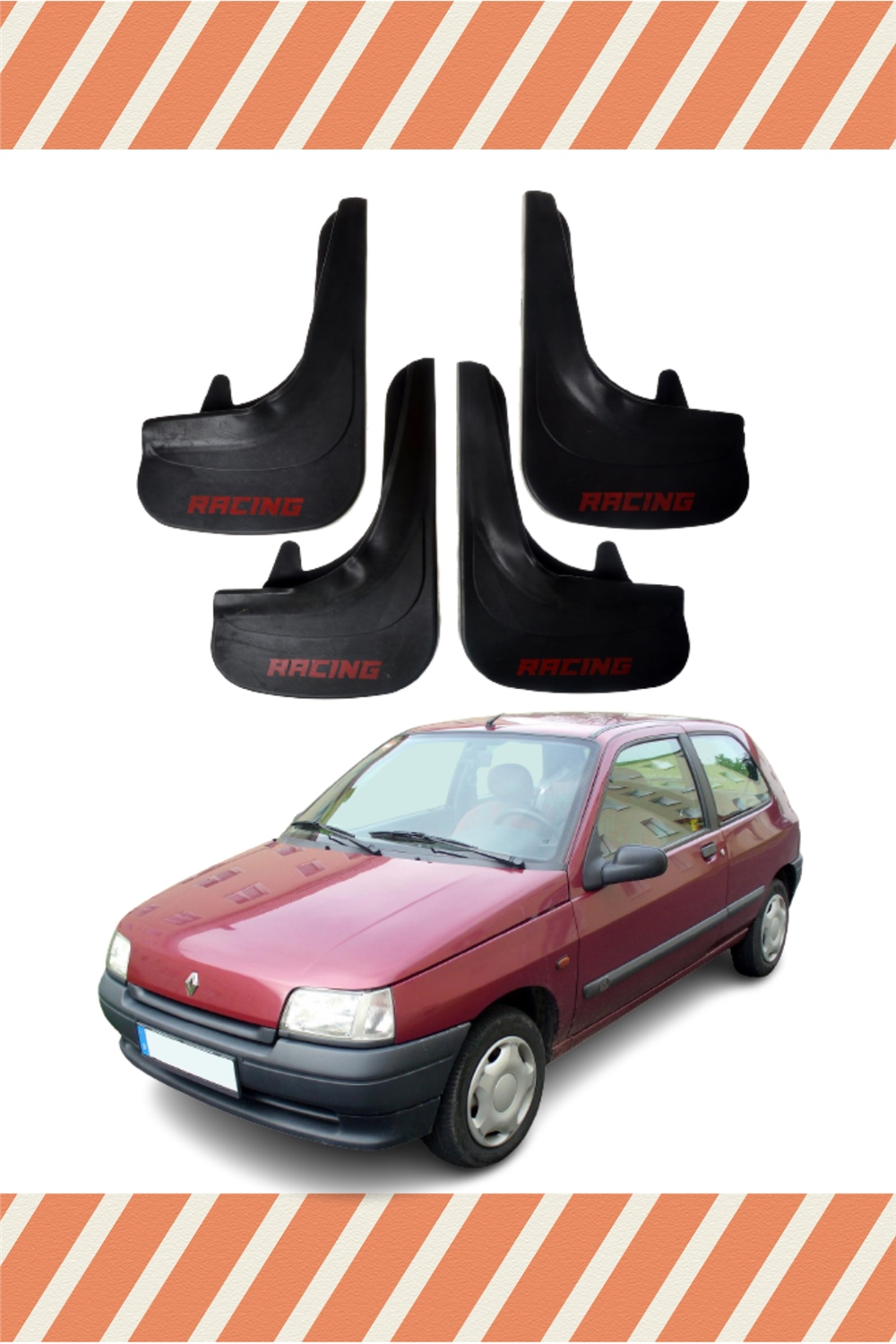 Renault Clio 1 Racing Yazılı 4'Lü Tozluk Çamurluk Paçalık 