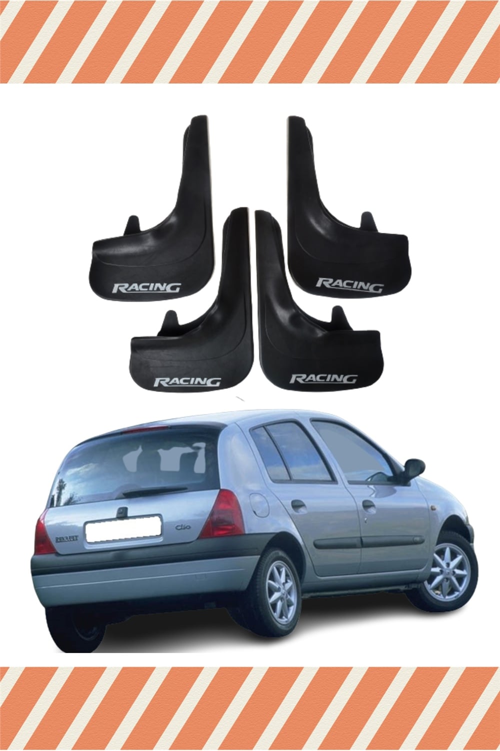 Renault Clio 2 Hb 1998-2006 Racing Yazılı 4'Lü Tozluk Çamurluk Paçalık 