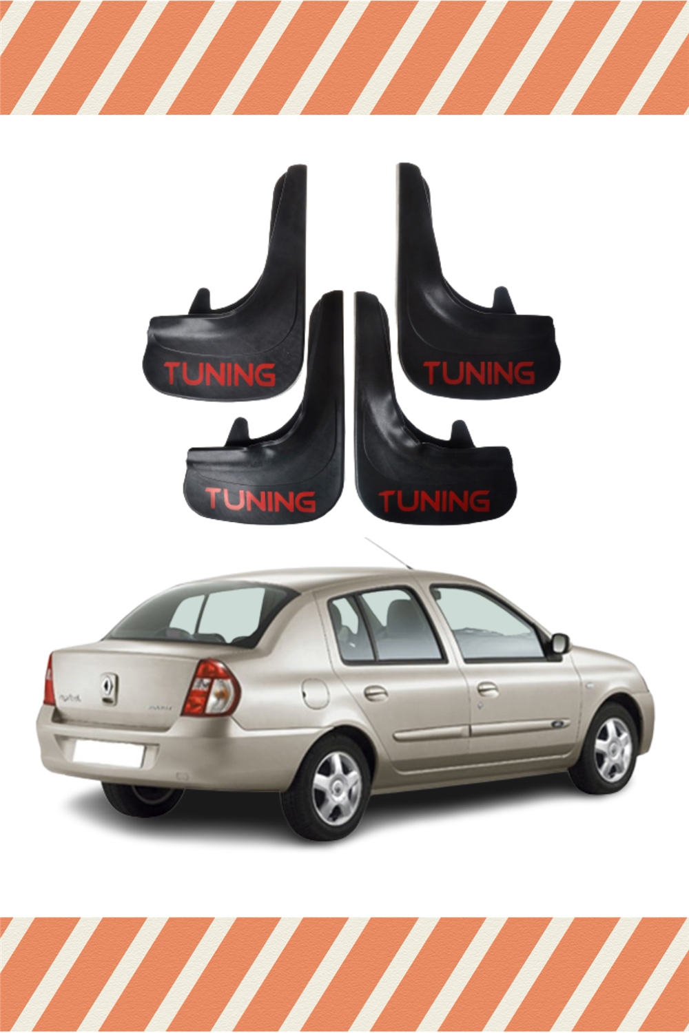 Renault Clio 2 Tunıng Yazılı 4'Lü Tozluk Çamurluk Paçalık 