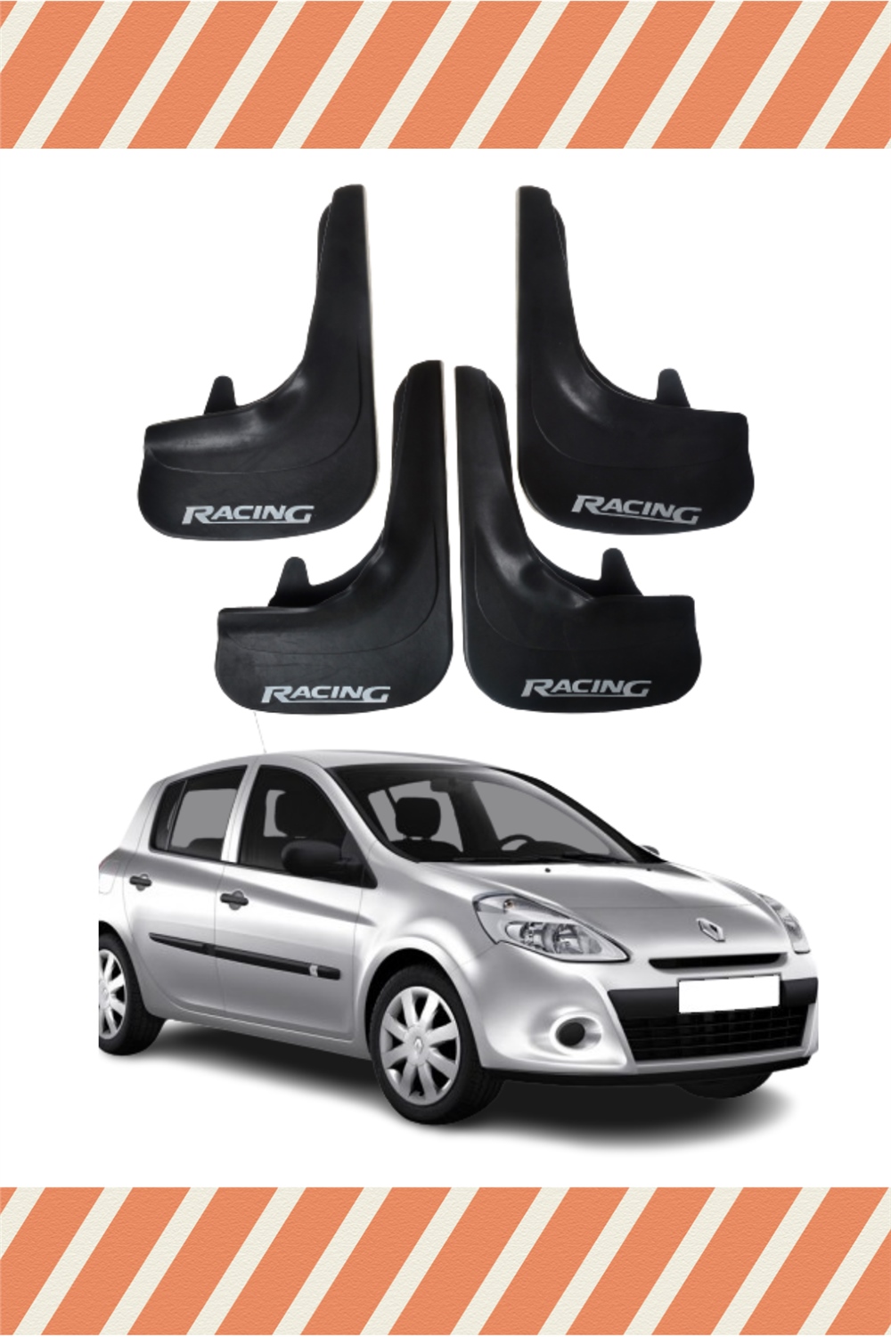 Renault Clio 3 Racing Yazılı 4'Lü Tozluk Çamurluk Paçalık 