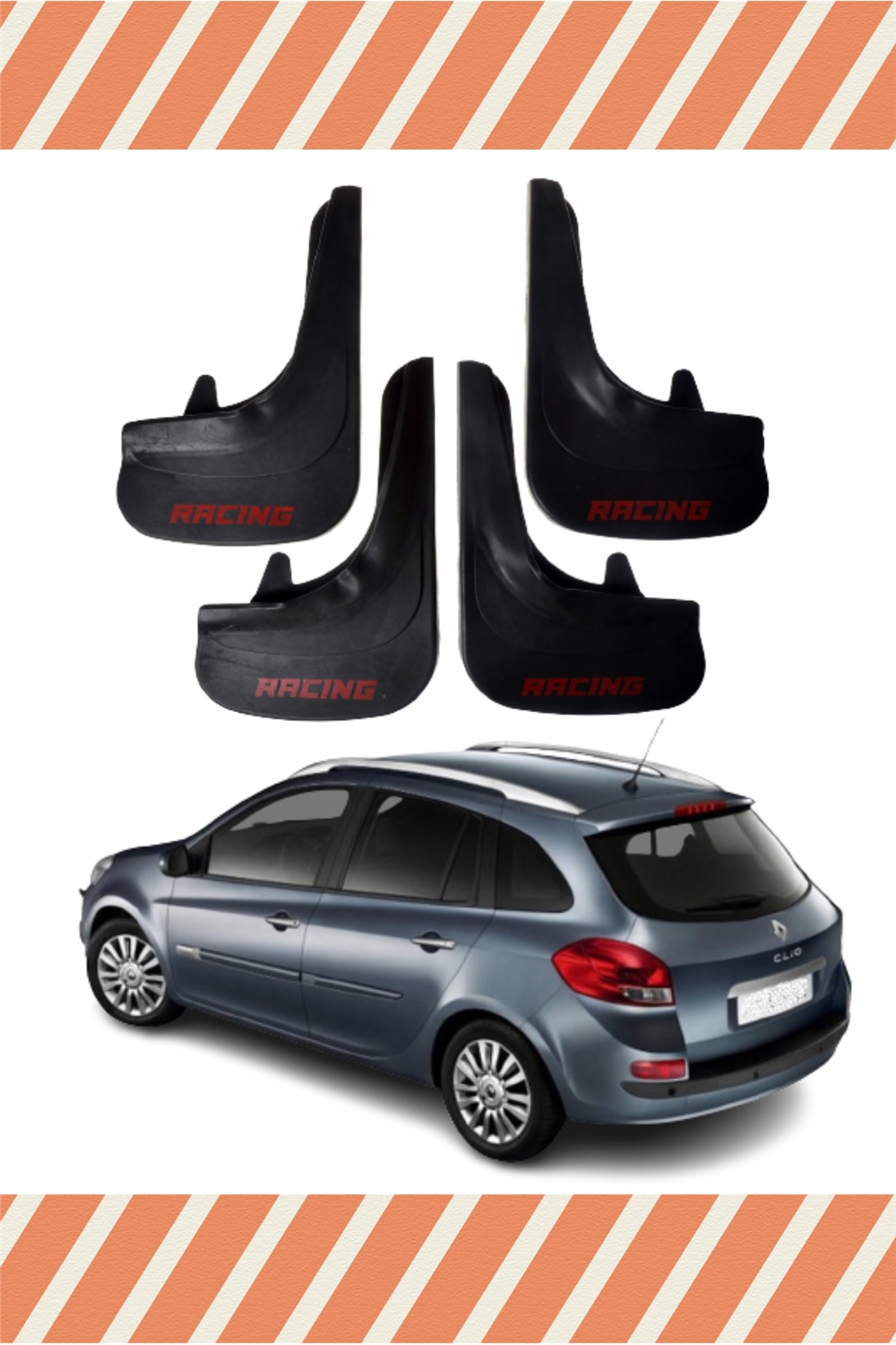 Renault Clio 3 Stw 2006-2012 Racing Yazılı 4'Lü Tozluk Çamurluk Paçalık 