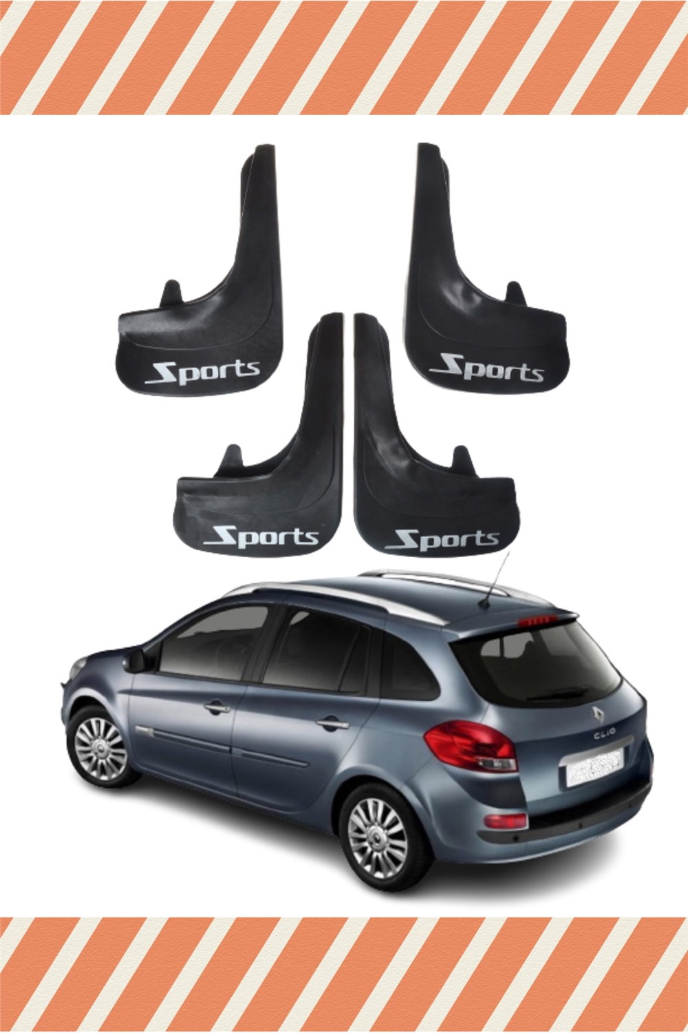 Renault Clio 3 Stw 2006-2012 Sports Yazılı 4'Lü Tozluk Çamurluk Paçalık 
