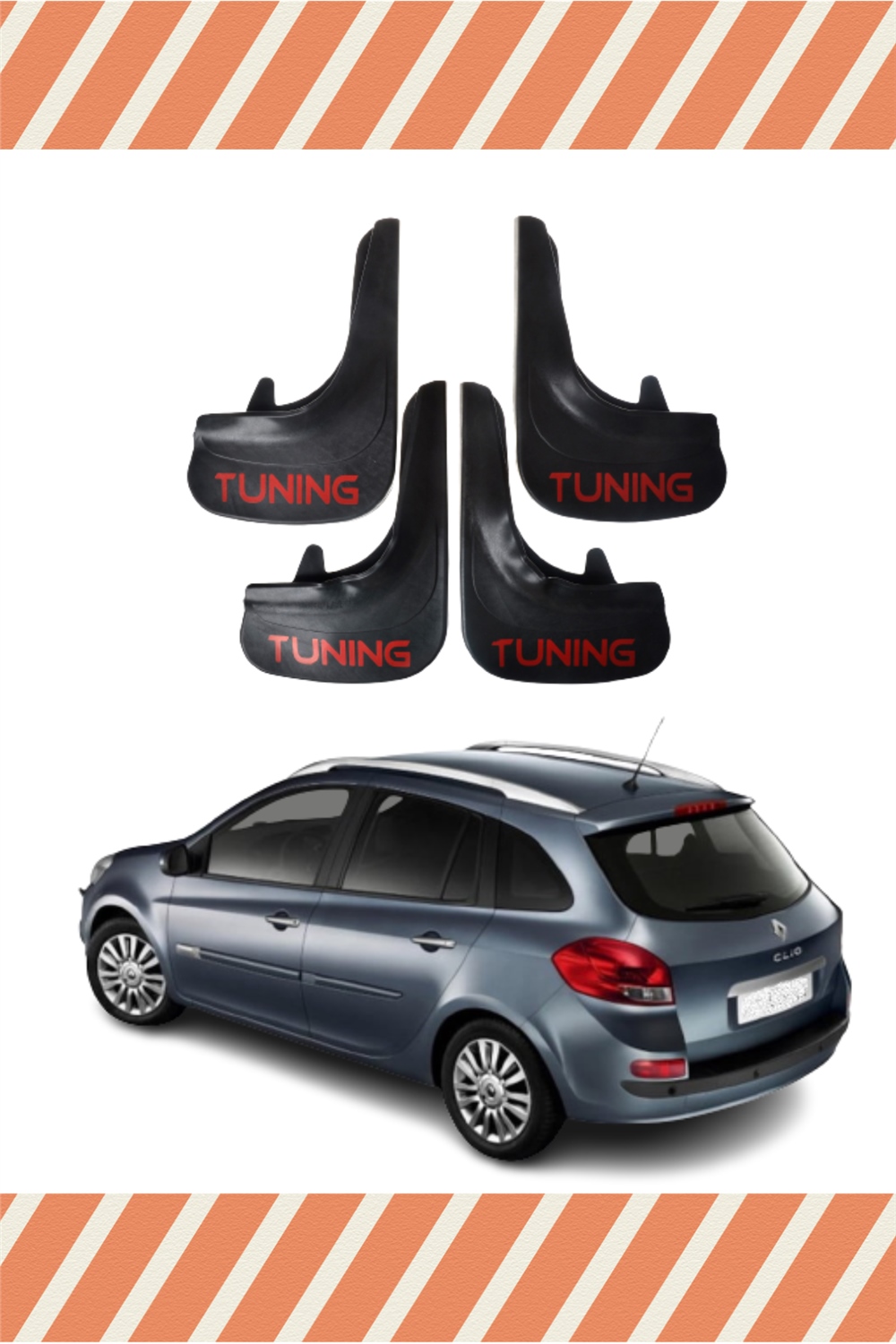 Renault Clio 3 Stw 2006-2012 Tunıng Yazılı 4'Lü Tozluk Çamurluk Paçalık 