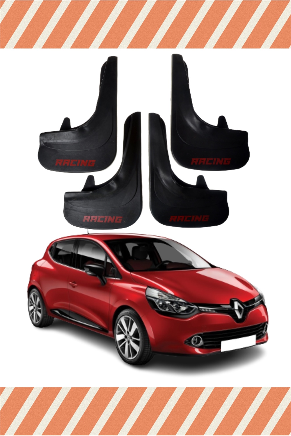 Renault Clio 4 Racing Yazılı 4'Lü Tozluk Çamurluk Paçalık 