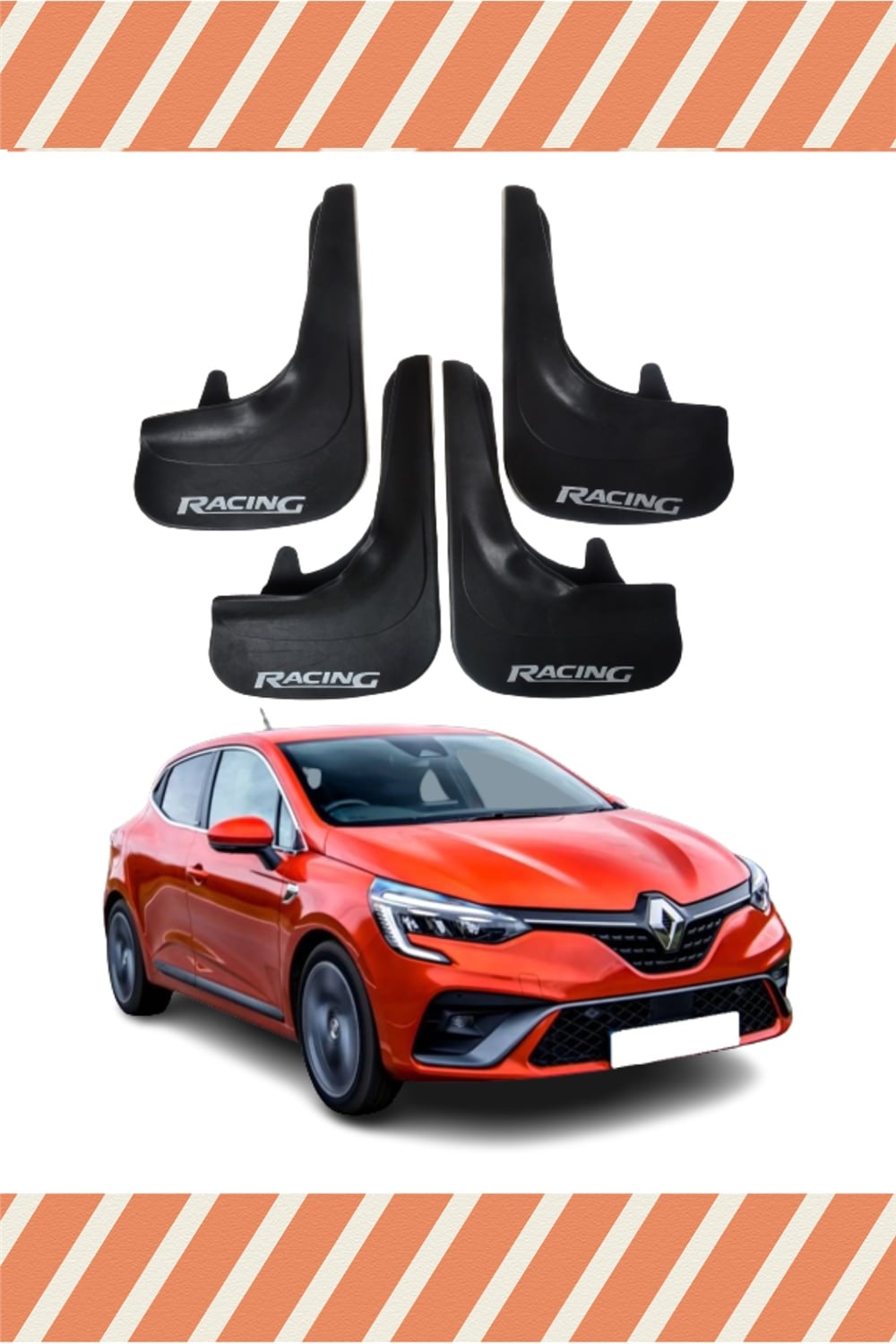 Renault Clio 5 Hb 2019-2021 Racing Yazılı 4'Lü Tozluk Çamurluk Paçalık 