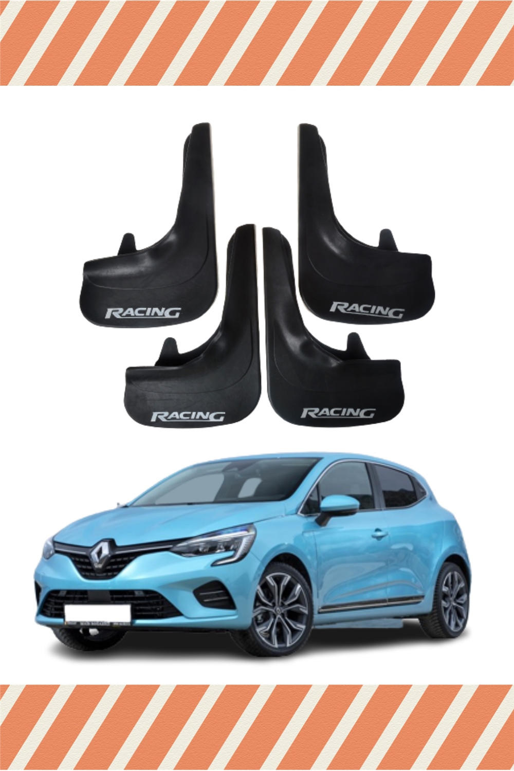 Renault Clio 5 Racing Yazılı 4'Lü Tozluk Çamurluk Paçalık 